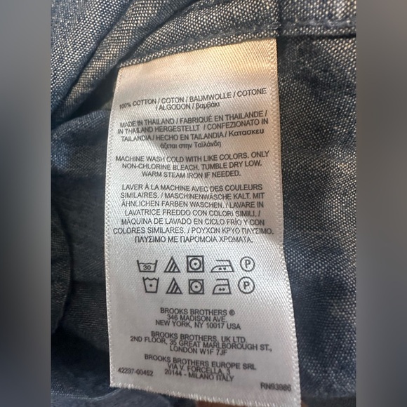 Brooks Brothers Chambray Cotton Denim Shirt Kids Dress Size 10 - Picture 2 of 7